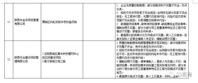 工程造價咨詢、招標(biāo)代理企業(yè)問題列表